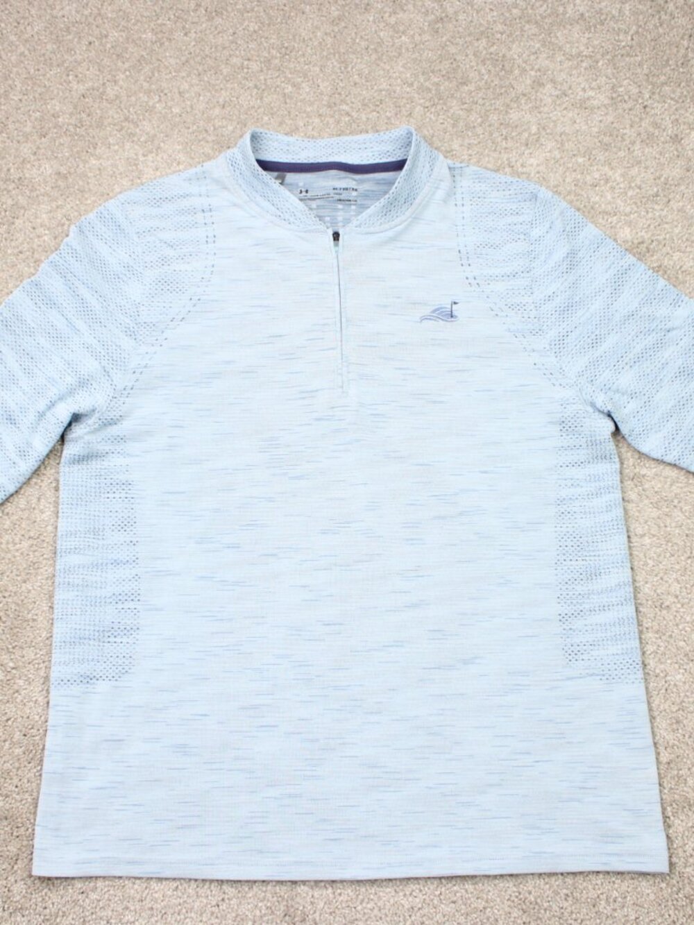 Under Armour Polo Shirt Women XL Blue UA Fitted Heatgear Golf 1/4 Zip Vented S/S